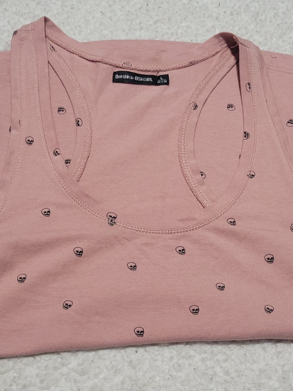 Bershka Dusty Pink Tank Top with Mini Skull Print